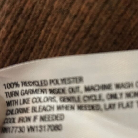 Womens Brown V-Neck Sweater L Recycled Polyester Oversized Sustainable Fall Soft - Picture 10 of 10